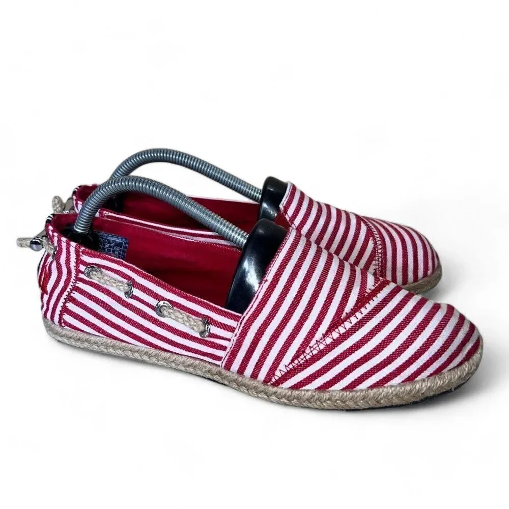 Nautica Rudder 2‎ Anchor Espadrille Slip-on Red / White Stripe Women's 7